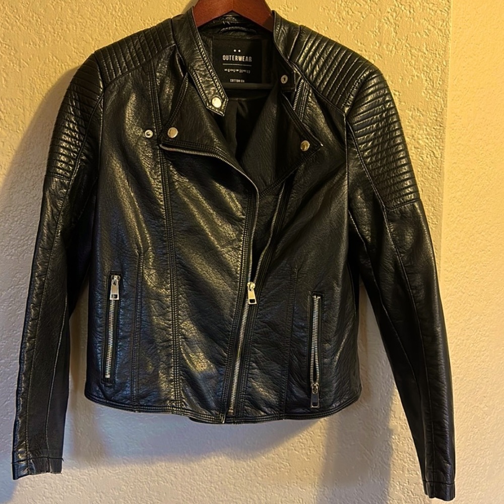 Cotton On Black Leather Moto Jacket